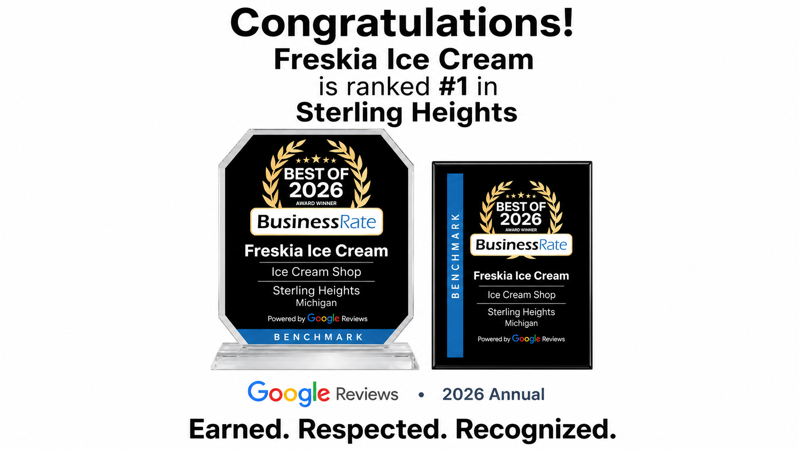 Freskia Ice Cream Best of 2026 BusinessRate award